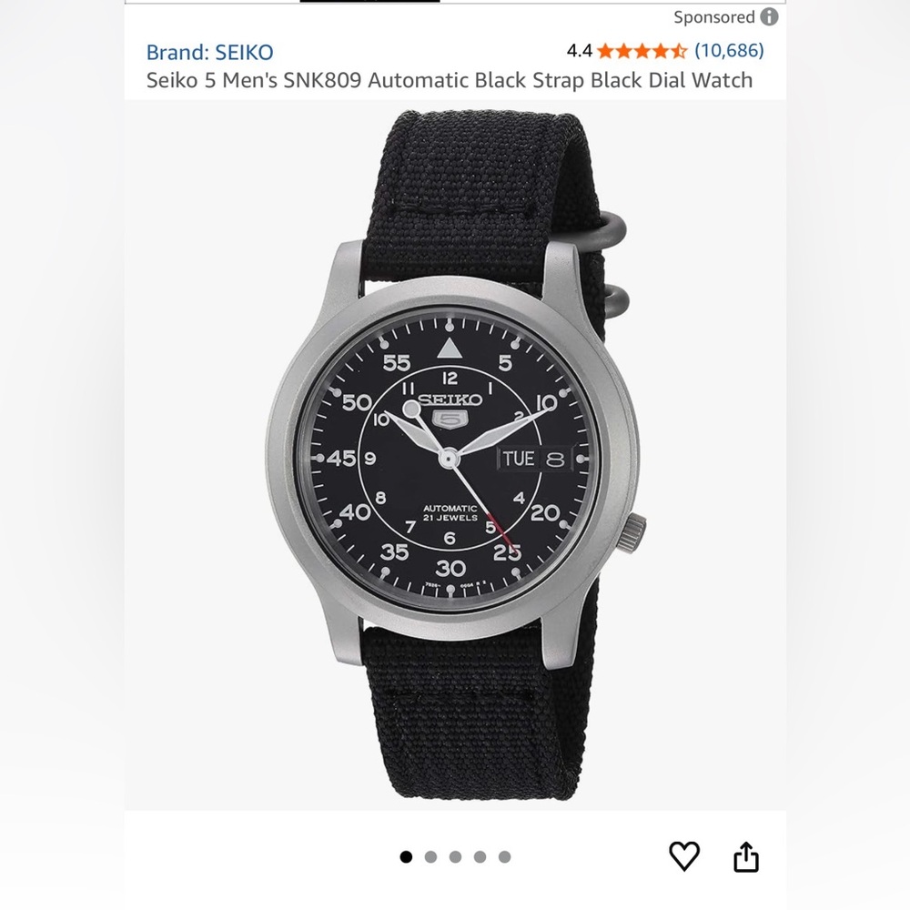 Seiko 5 Men’s SNK809 Automatic Watch